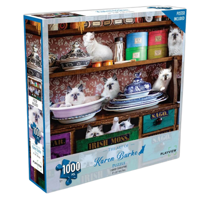 1000 פאזל חלקים  |  PLAYVIEW | חתולים במטבח | משחקי קופסא ופאזלים לכל המשפחה 